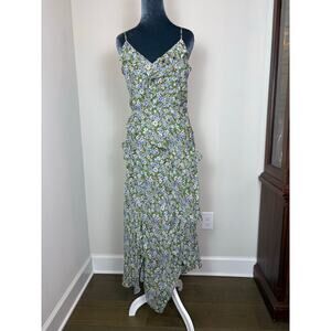 Veronica Beard Midi Dress Avenel Floral Waterfall Flutter Ruffle 100% Silk Sz 6